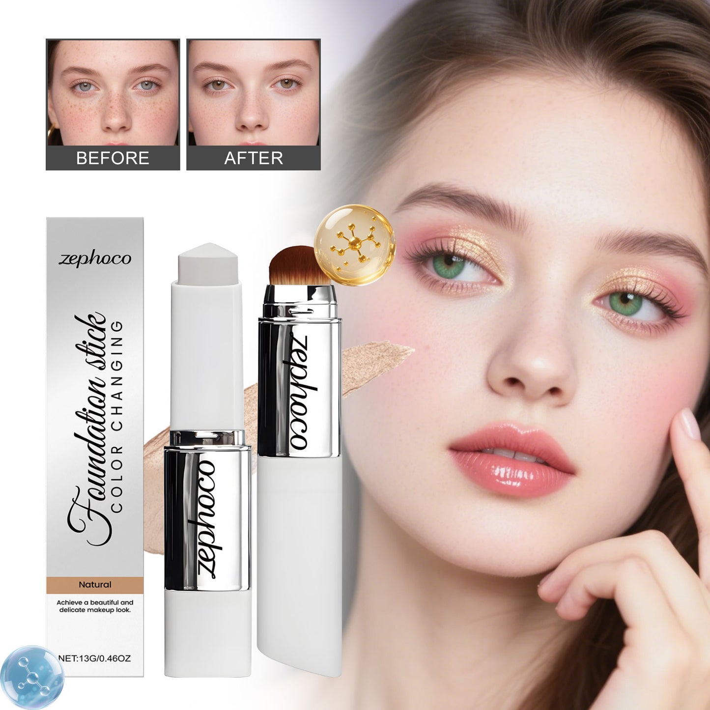 Natural Shade Color Changing Concealer Foundation Stick