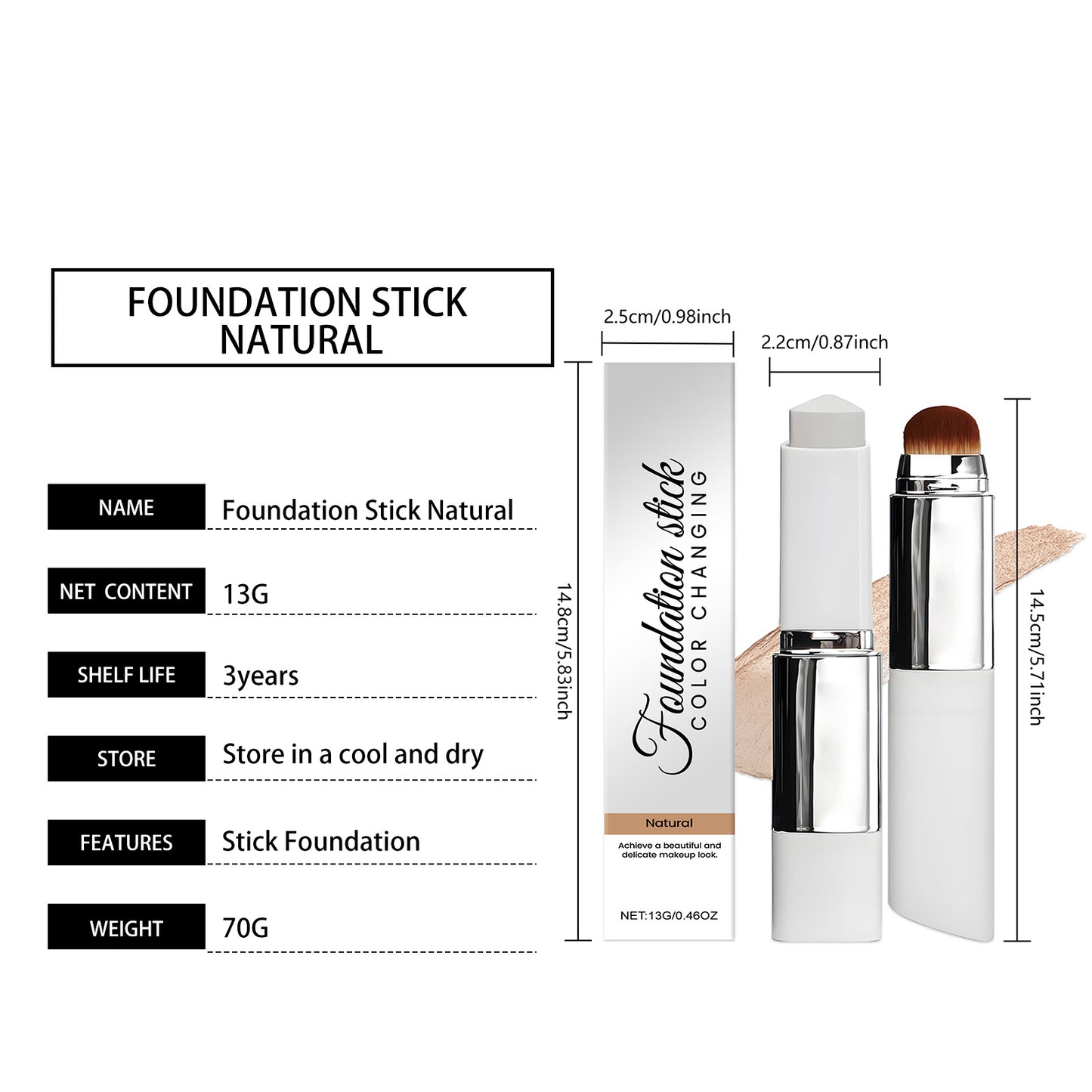 Natural Shade 2-in-1 Color Changing Foundation Stick