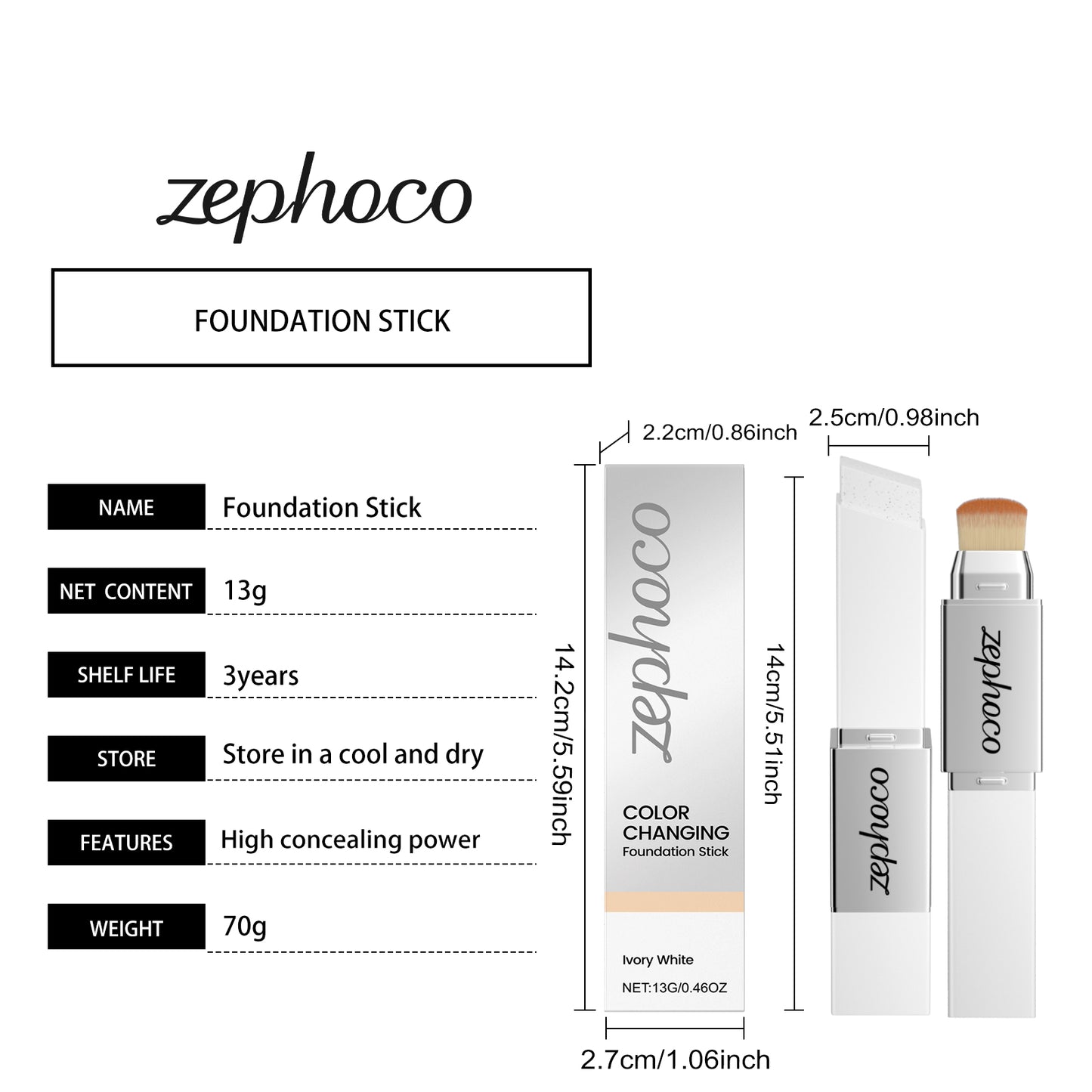 Ivory 2-in-1 Color Changing Foundation Stick