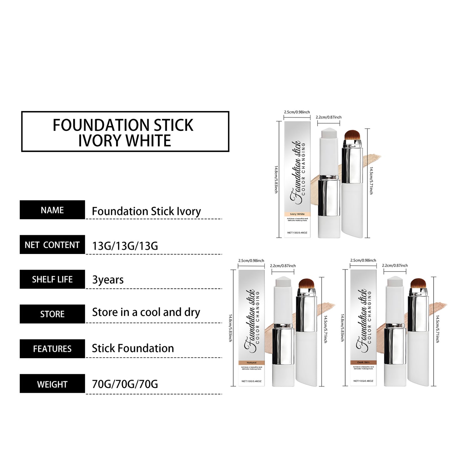 Ivory White 2-in-1 Color Changing Foundation Stick