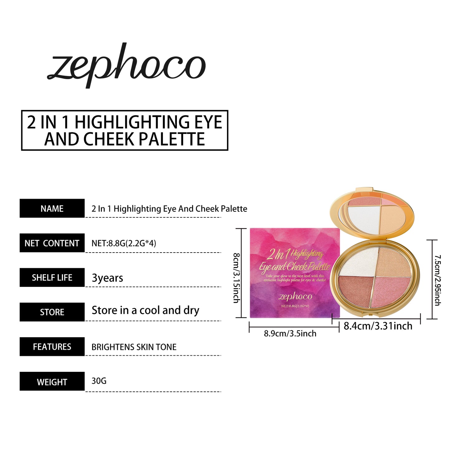 Highlighter, Eyeshadow & Blush Palette