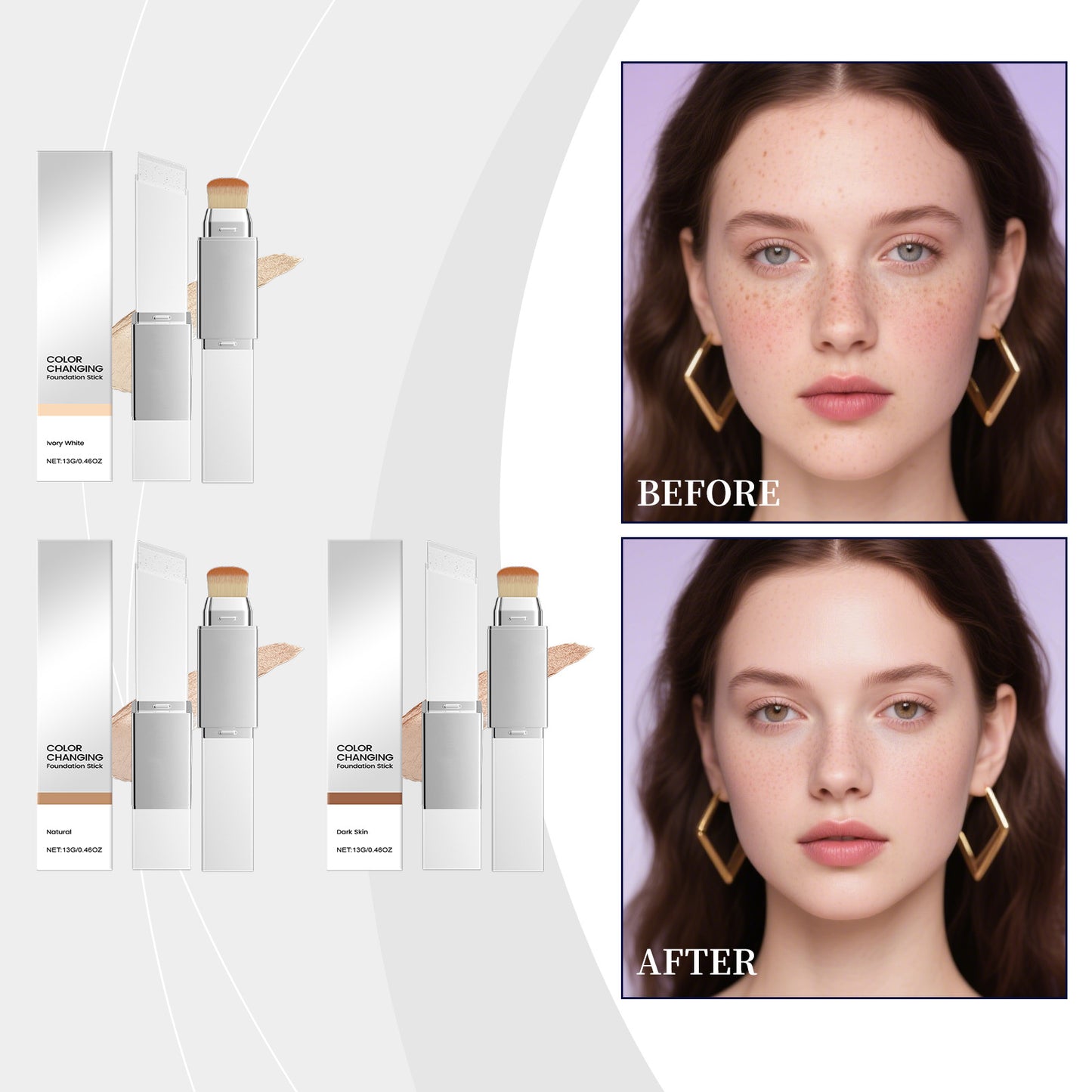 Ivory White 2‑in‑1 Color Changing Foundation Stick